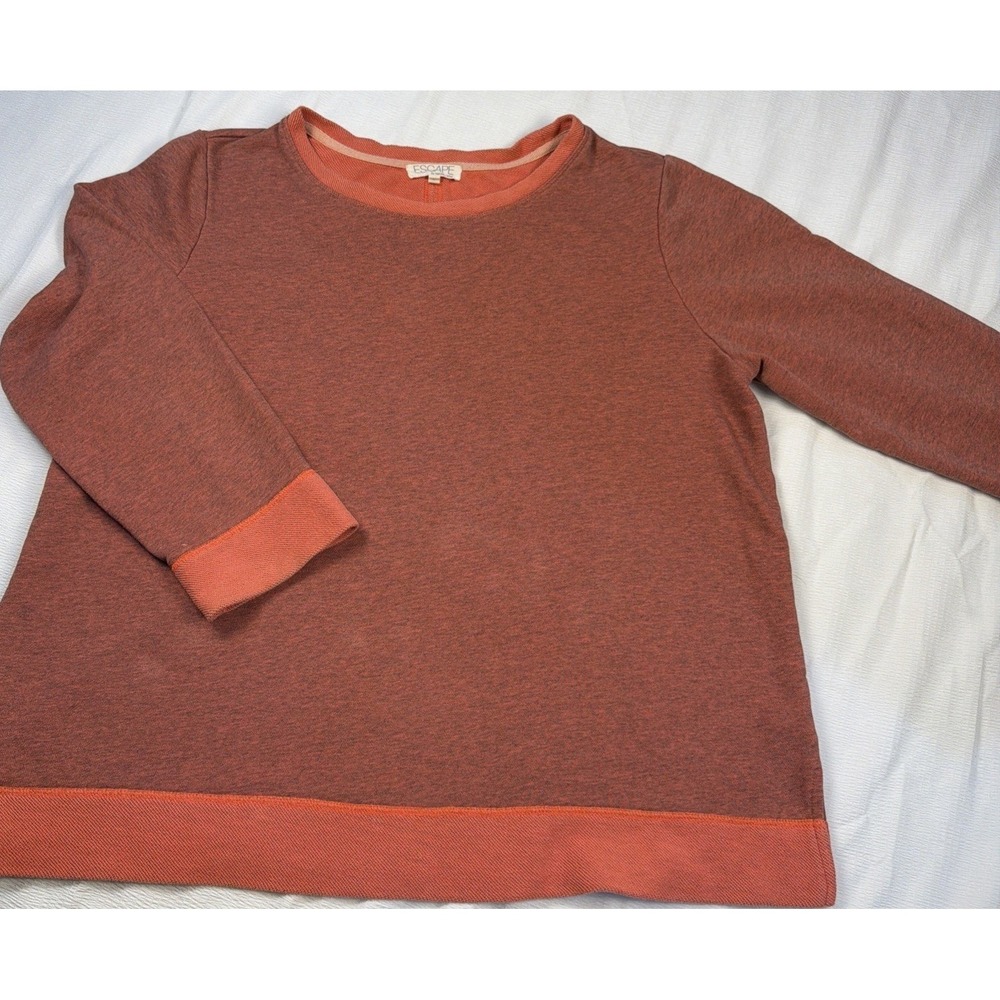 Escape by Habitat Clothes Rust Orange French Terry Sweatshirt Womens L Lagenlook